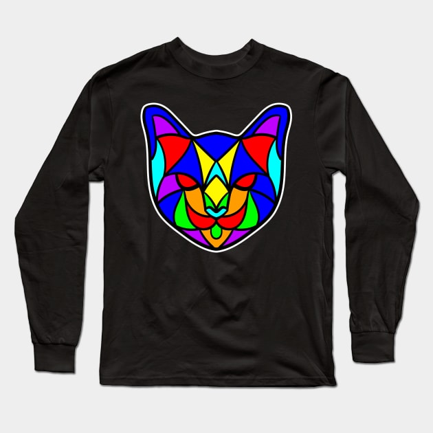cat head in geometric style Long Sleeve T-Shirt by wahyuart21